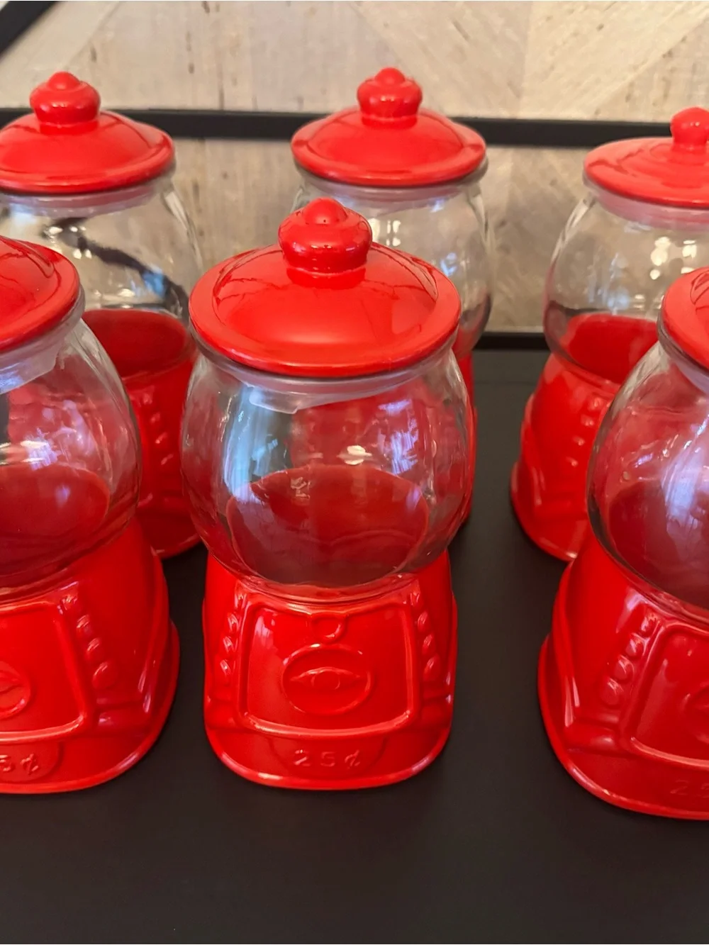 Target Red Glass Candy Gumball Jar Canister Set